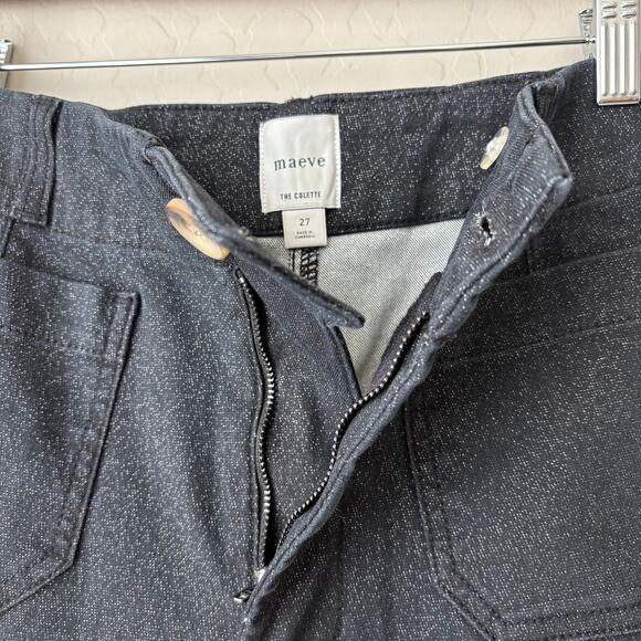 NWT Anthropologie Maeve The Colette Sparkle Black Denim Cropped Wide-Leg Jean 27 - Picture 4 of 10